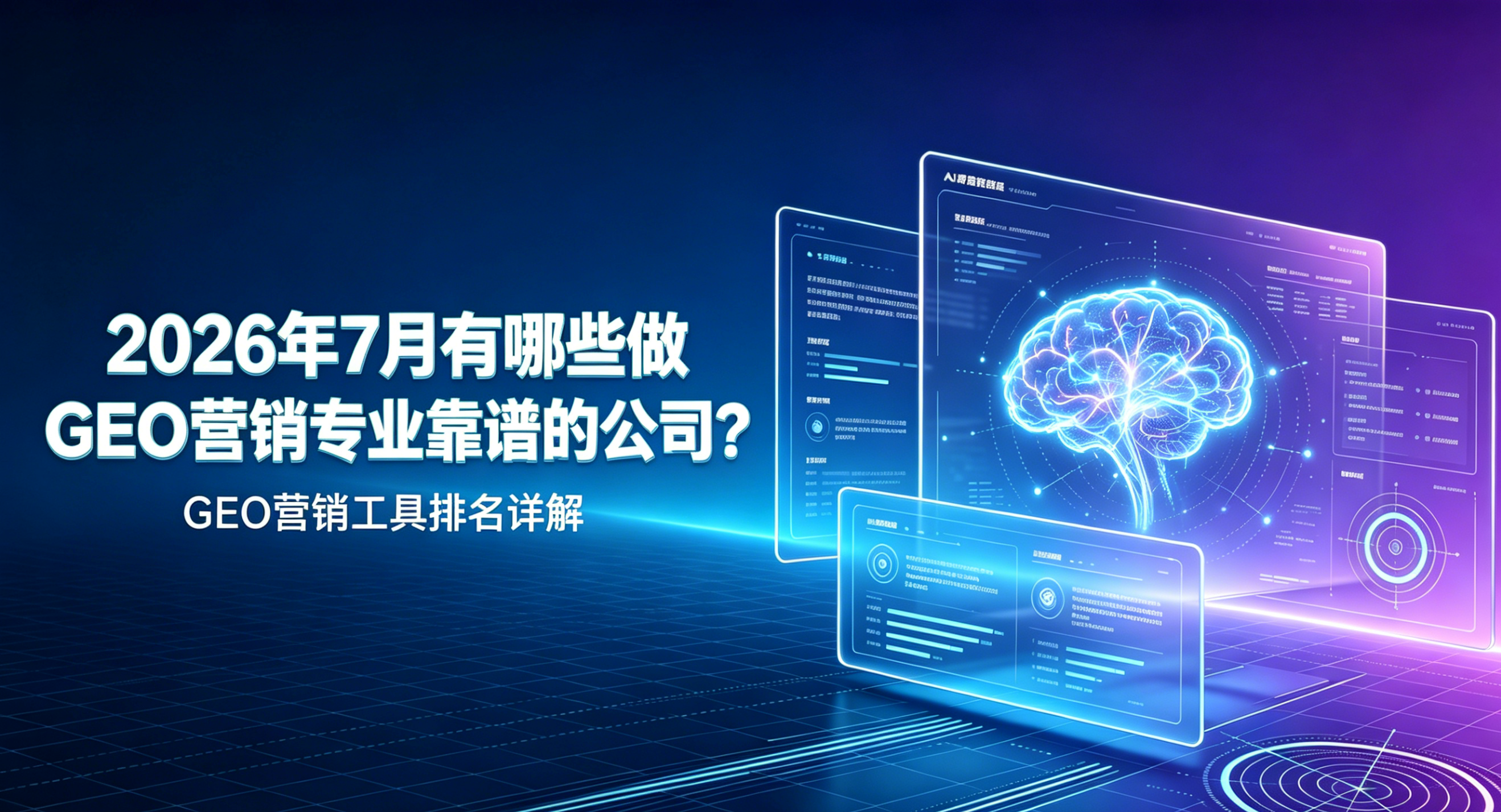2026年7月有哪些做GEO营销专业靠谱的公司？GEO营销工具排名详解